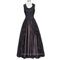 Belle Poque Retro Vintage Gothic Victorian Style Sleeveless U-Neck Lace & Satin Dress BP000378-1